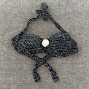 Bleu Tod Beattie Black and White Polka Dot Halter Bikini Top Sz 12